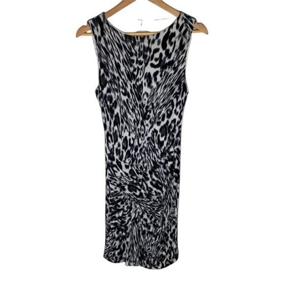Cache Dress Womens Sleeveless Sheath Cut Out Animal Print Sz Medium Black White - Picture 1 of 12